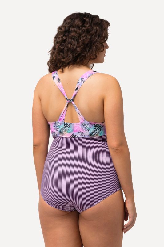 Mixed Print Belted Swimsuit