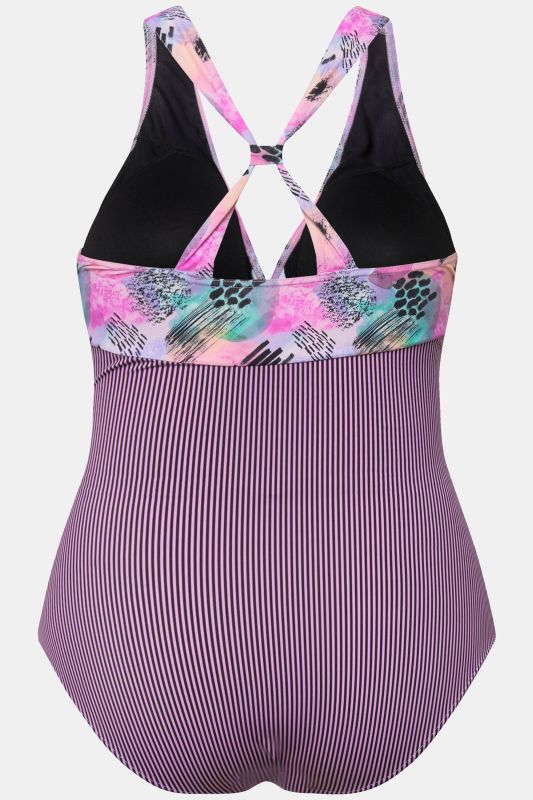 Mixed Print Belted Swimsuit