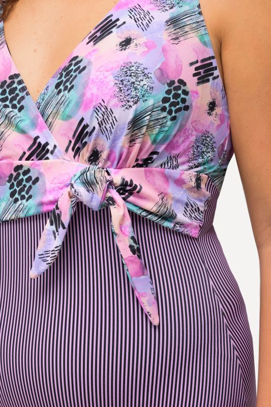 Mixed Print Belted Swimsuit