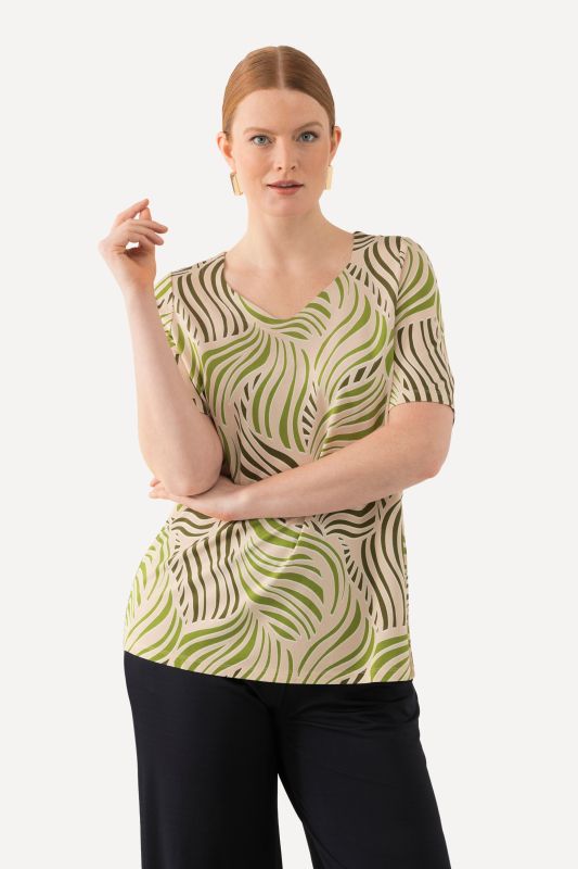 Abstract Print Short Sleeve Slinky Tee