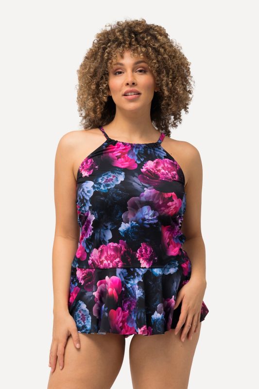 Colorful Floral Peplum Tankini Set