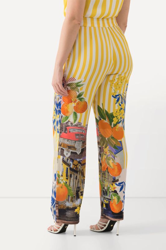 Summertime Cityscape Elastic Waist Pants