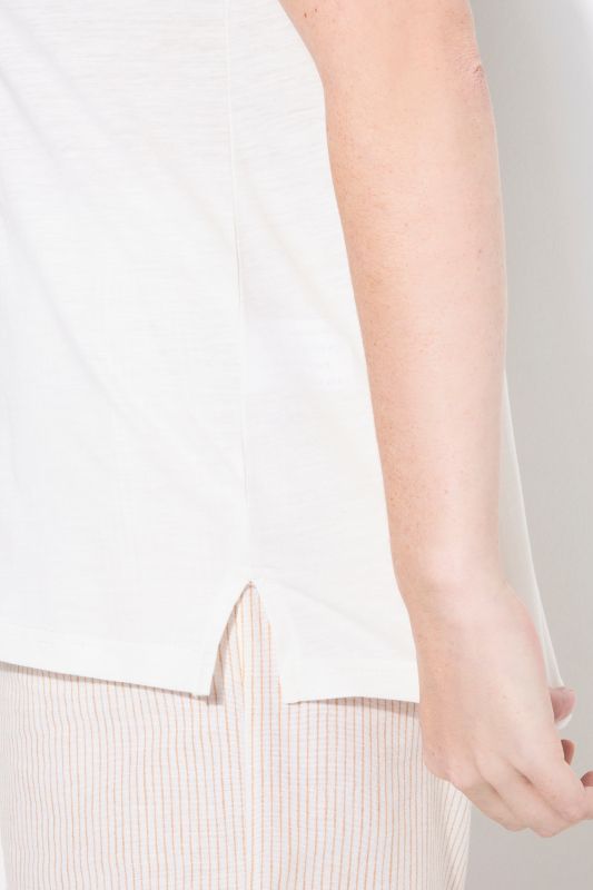 Eco Cotton Geometric Embroidered Cap Sleeve Tee