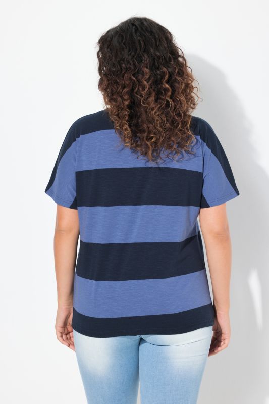 Striped Drawstring Hem Short Sleeve Tee