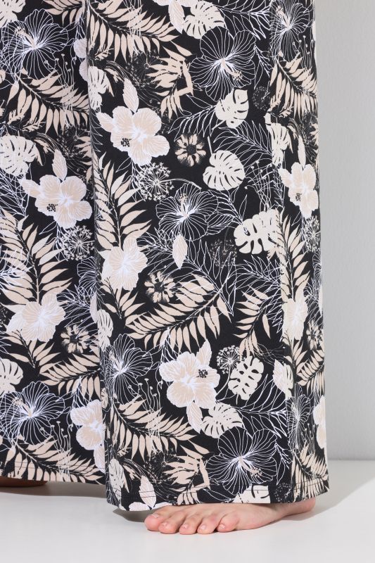 Tropical Leaf Print Two Piece Pajama Set