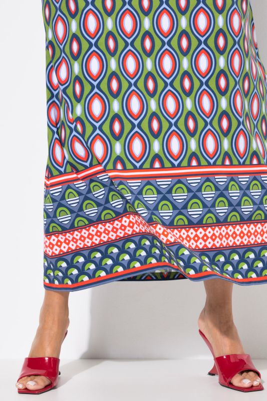 Ogee Print Sleeveless Border Print Dress