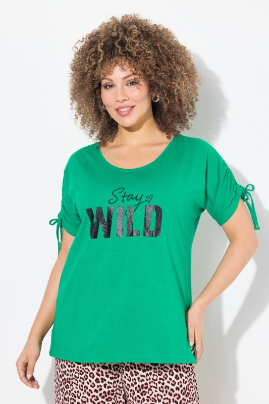 Stay wild Gathered Sleeve Graphic Tee