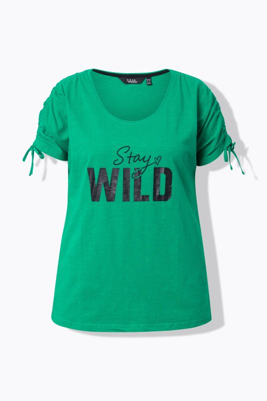 Stay wild Gathered Sleeve Graphic Tee