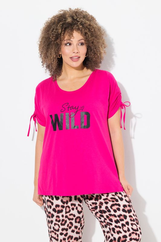 Stay wild Gathered Sleeve Graphic Tee