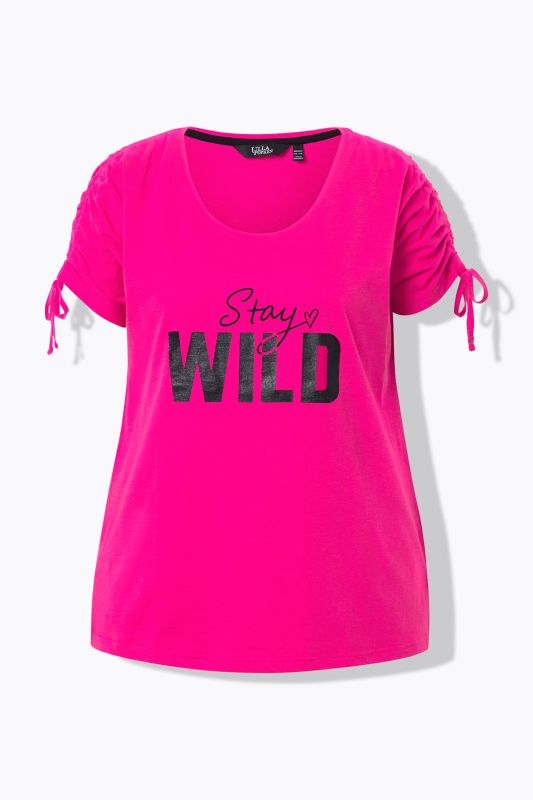 Stay wild Gathered Sleeve Graphic Tee
