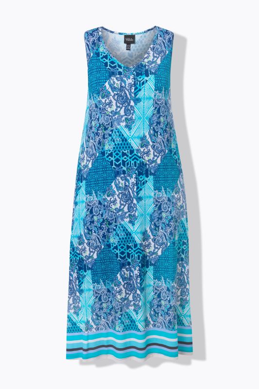Sleeveless Patch Print D ress
