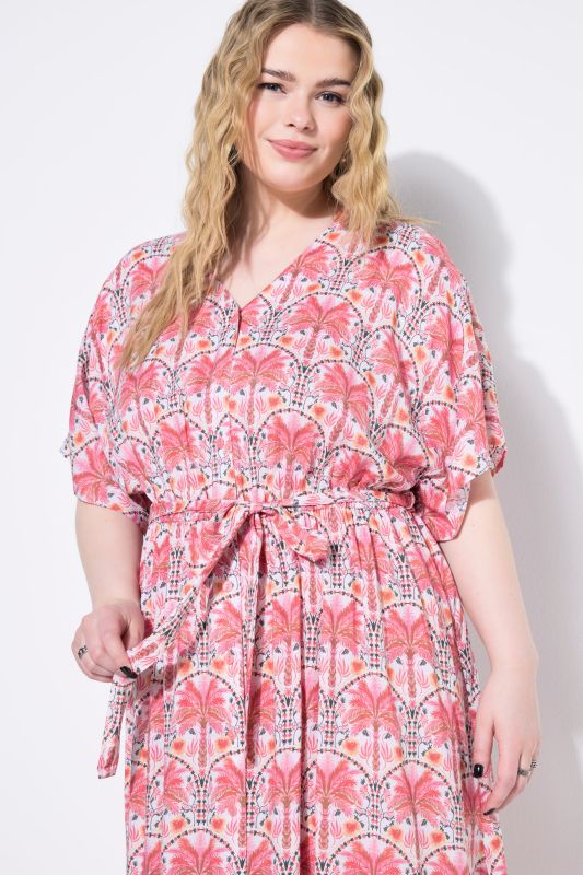 Palm Tree Print Caftan Dress