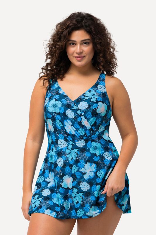 Floral Wrap Look Swim Dress