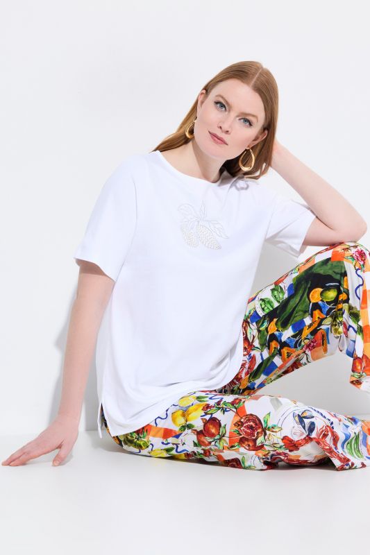 Rhinestone Lemon Boat Neck Tee