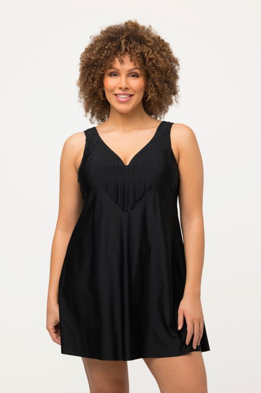 Sweetheart Neckline Fringe Detail Underwire Swim Dress