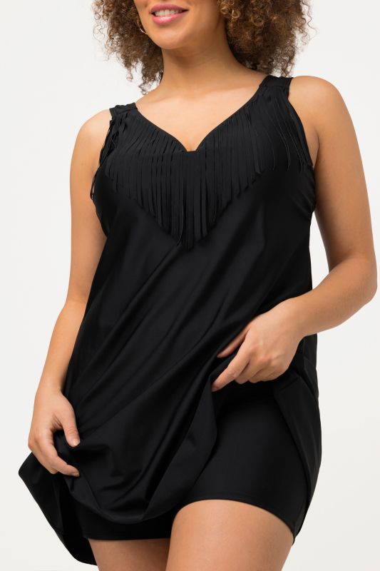 Sweetheart Neckline Fringe Detail Underwire Swim Dress
