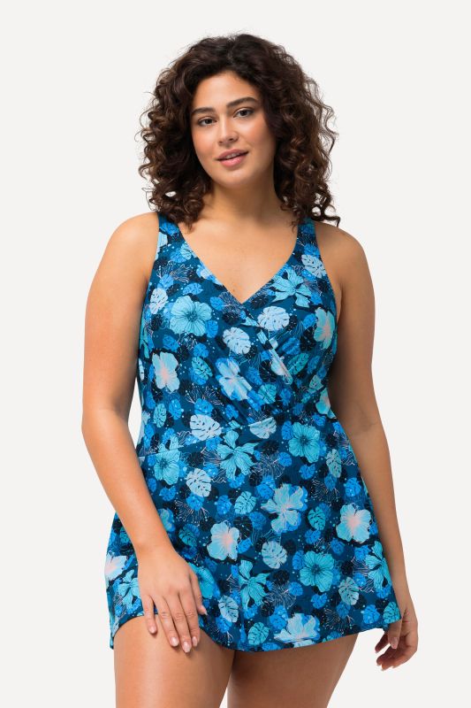Floral Wrap Look Swim Dress