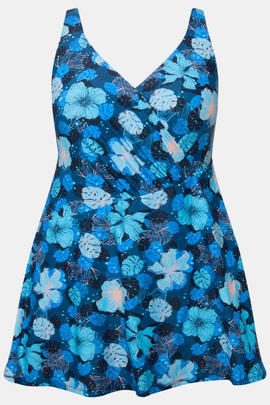 Floral Wrap Look Swim Dress