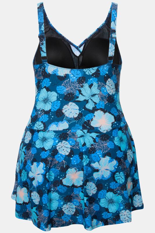 Floral Wrap Look Swim Dress