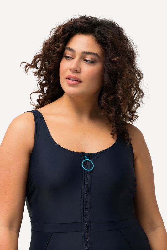 Sporty Unitard Zip Front Swimsuit