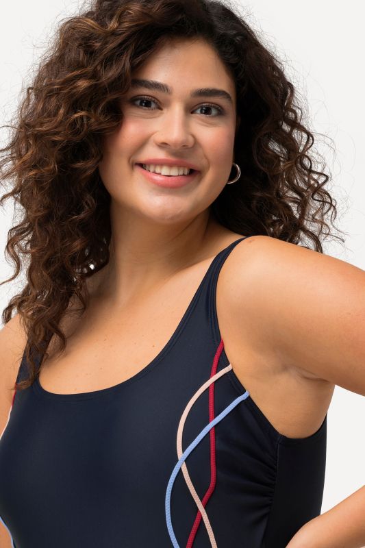 Braided Piping One Piece Swimsuit
