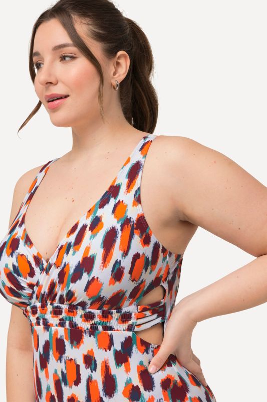 Abstract Print Cutout Swimsuit