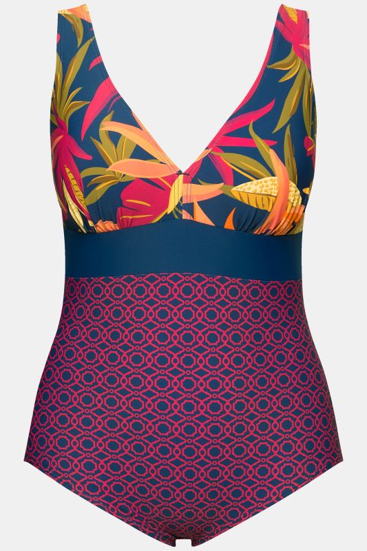 Mixed Print One Piece Swimsuit