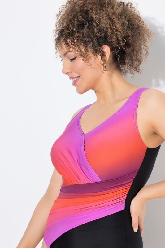 Ombre Wrap Look One Piece Swimsuit