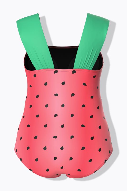 Watermelon Print Ruched Swimsuit
