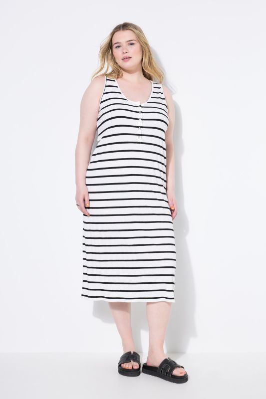 Striped Ribbed Knit Sleeveless Dress