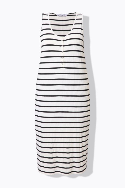 Striped Ribbed Knit Sleeveless Dress