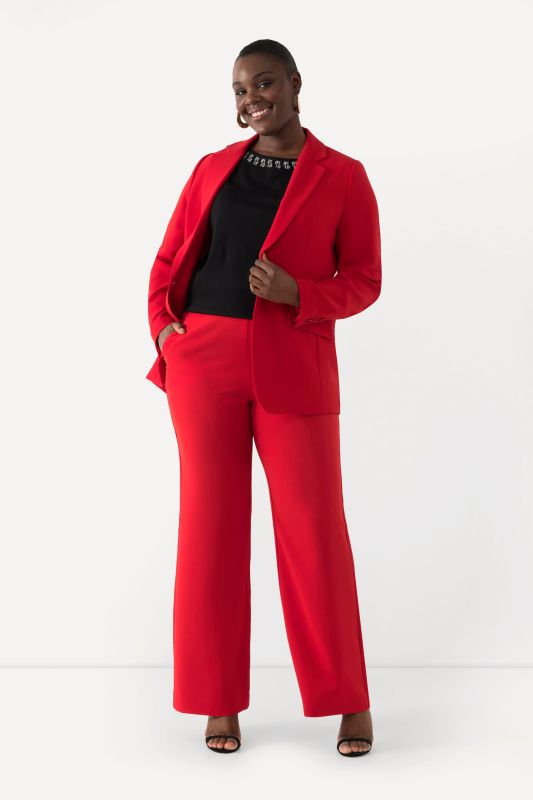 Triacetate Blend Wide Straight Leg Suit Pants