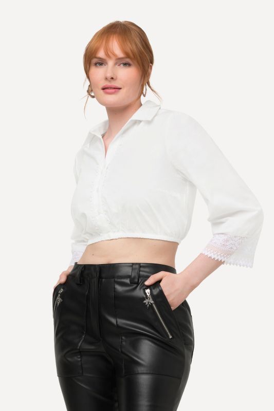Collared Cropped Dirndl Blouse
