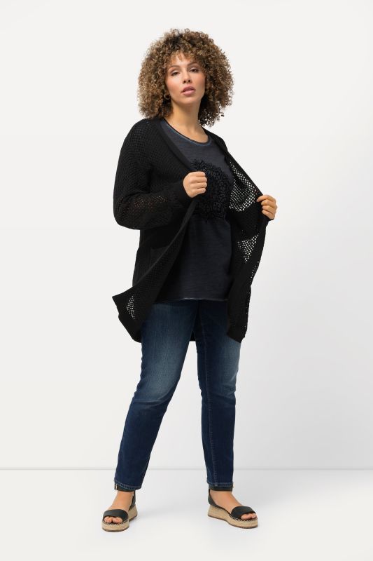 Long Sleeve Fishnet Crocheted Cardigan