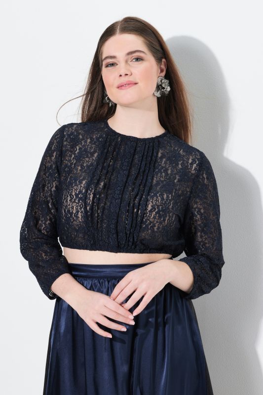 Stretch Lace 3/4 Sleeve Dirndl Blouse
