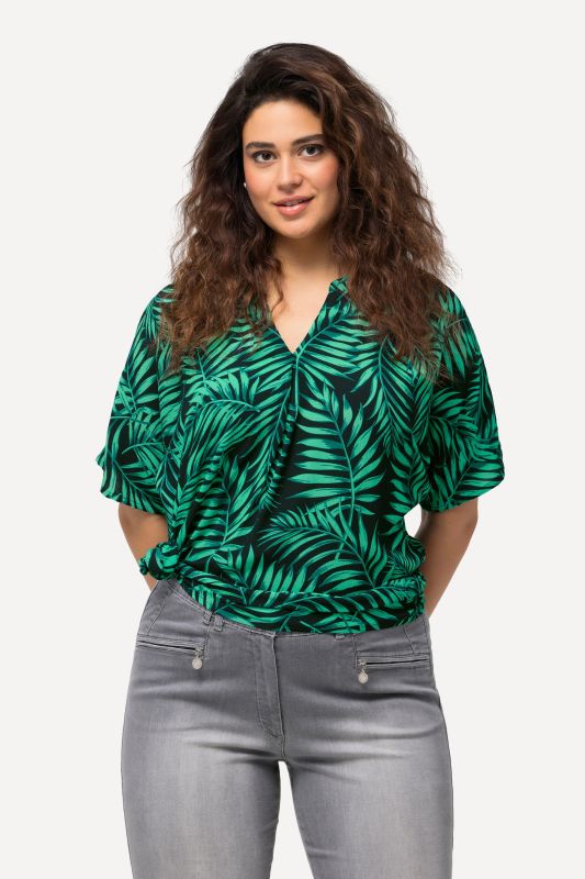 Palm Leaf Short Sleeve Blouse