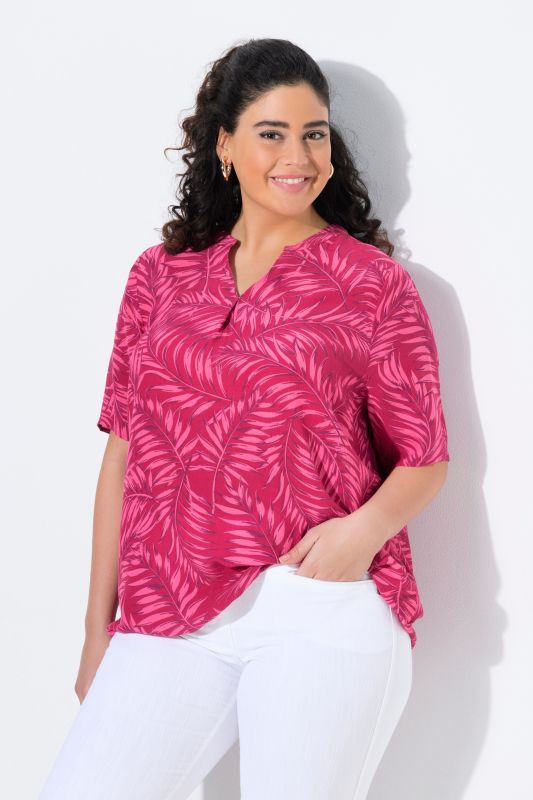 Palm Leaf Short Sleeve Blouse