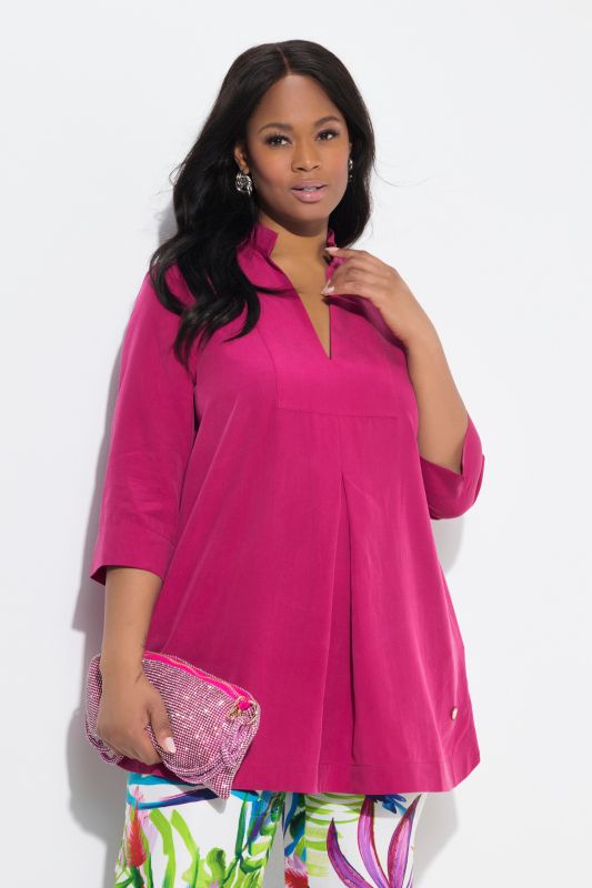 Longline 3/4 Sleeve Collared Blouse