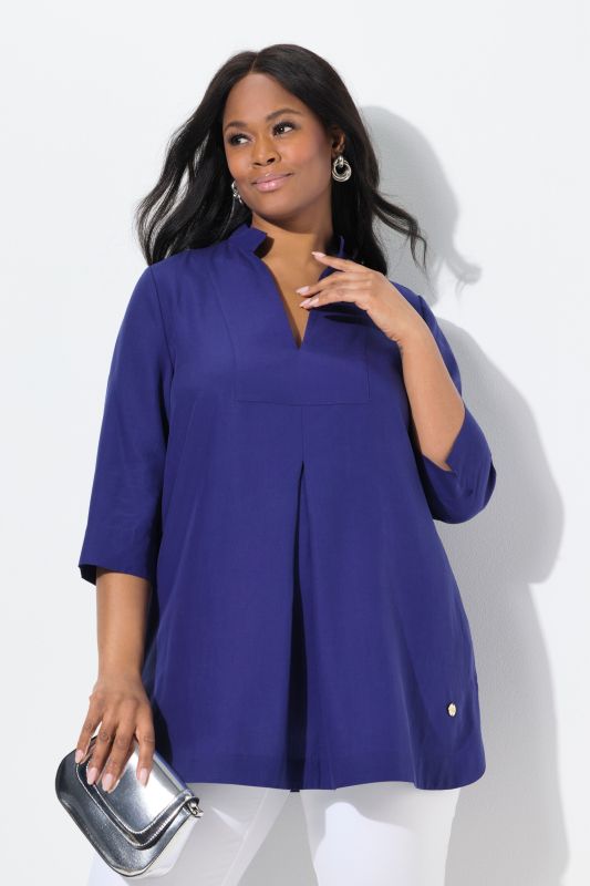 Longline 3/4 Sleeve Collared Blouse
