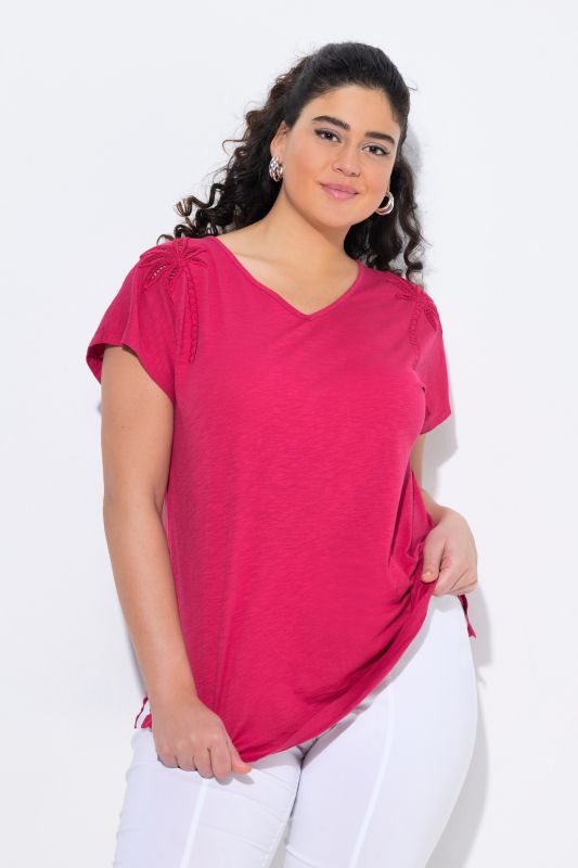 Palm Tree Embroidered Cap Sleeve Tee