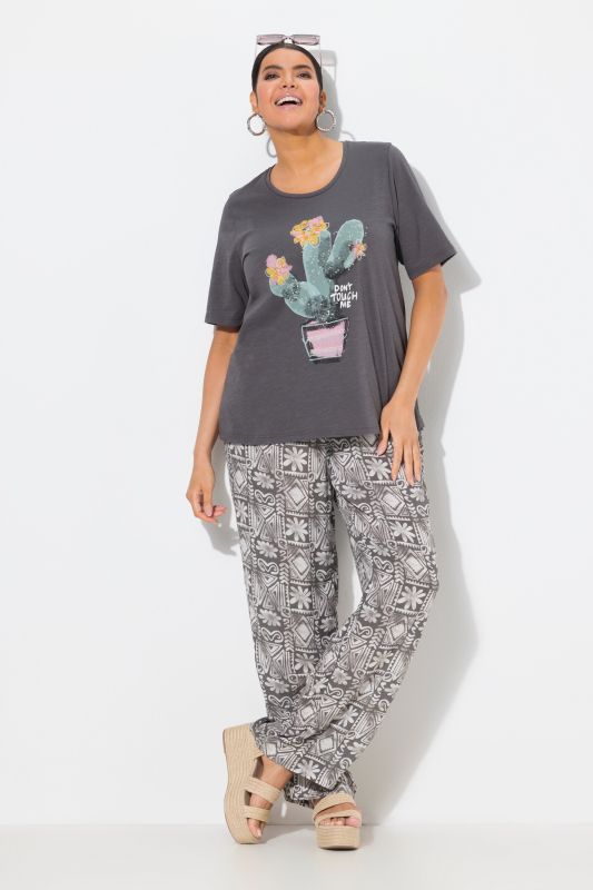 Mosaic Print Elastic Waist Pants