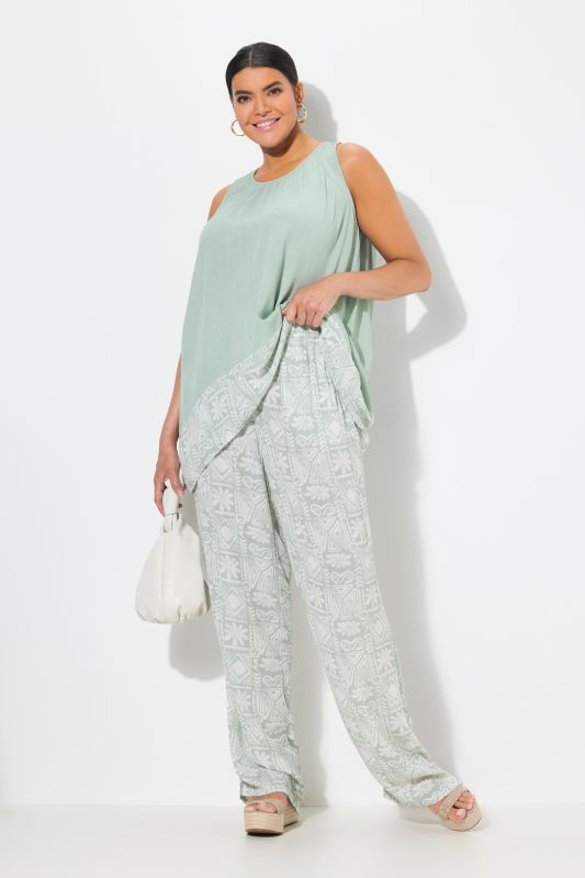 Mosaic Print Elastic Waist Pants