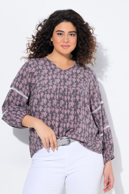 Cactus Print 3/4 Sleeve Blouse