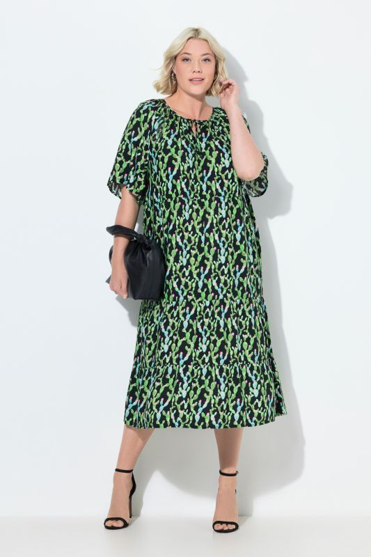 Cactus Print Short Sleeve Dress