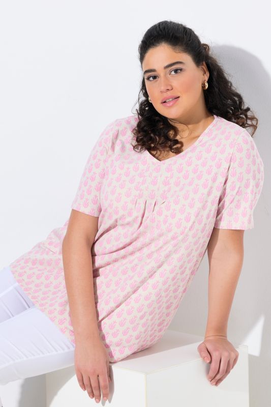 Cactus Print Short Sleeve V-Neck Tee