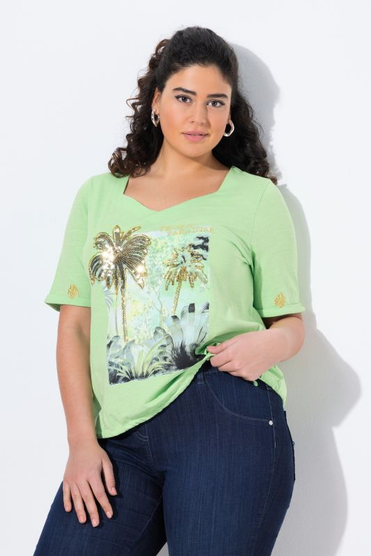 Paradise Sequined Tie Hem Graphic Tee