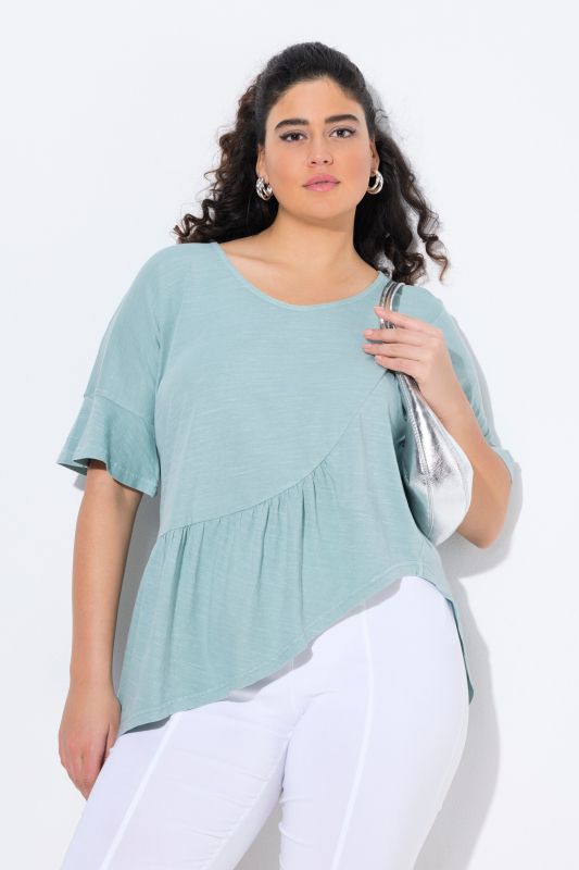 Asymmetric Flounce Panel Short Sleeve Tee