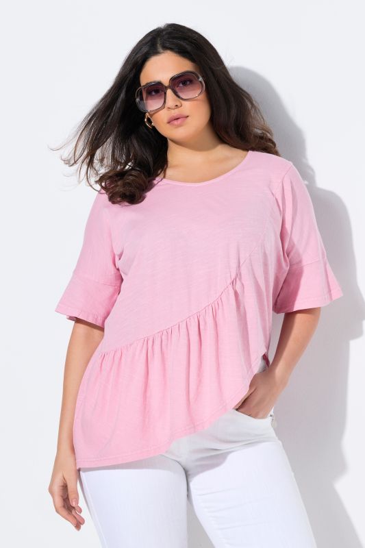 Asymmetric Flounce Panel Short Sleeve Tee