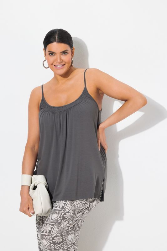 Smocked Neck Spaghetti Strap Tank