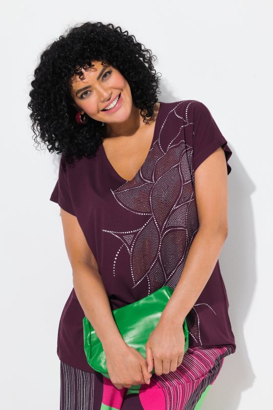 Rhinestone Pattern Cap Sleeve Tee